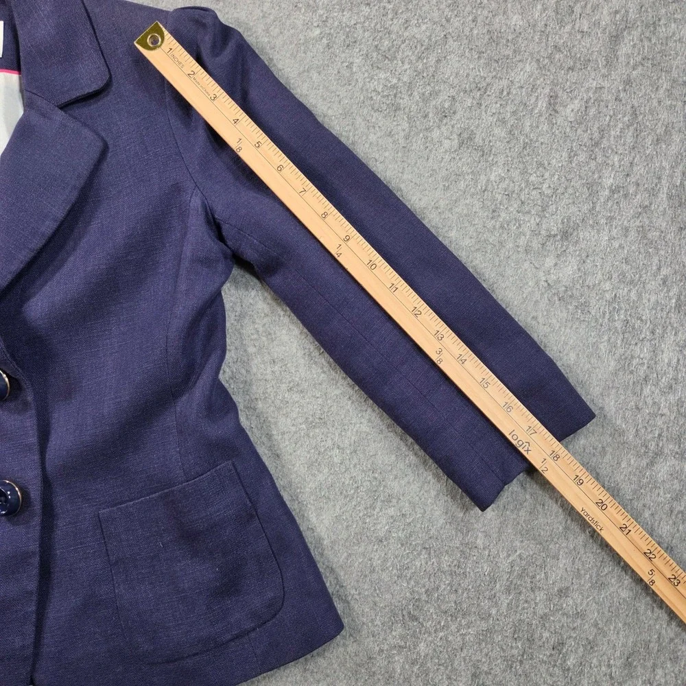 Kate Spade New York Blazer Jacket Womens 0 Blue Linen Blend Career Professional